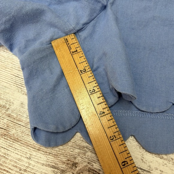 J. Crew Chino Shorts Women's Size 8 Pastel Blue Linen Blend, Scalloped Hem - Picture 9 of 10